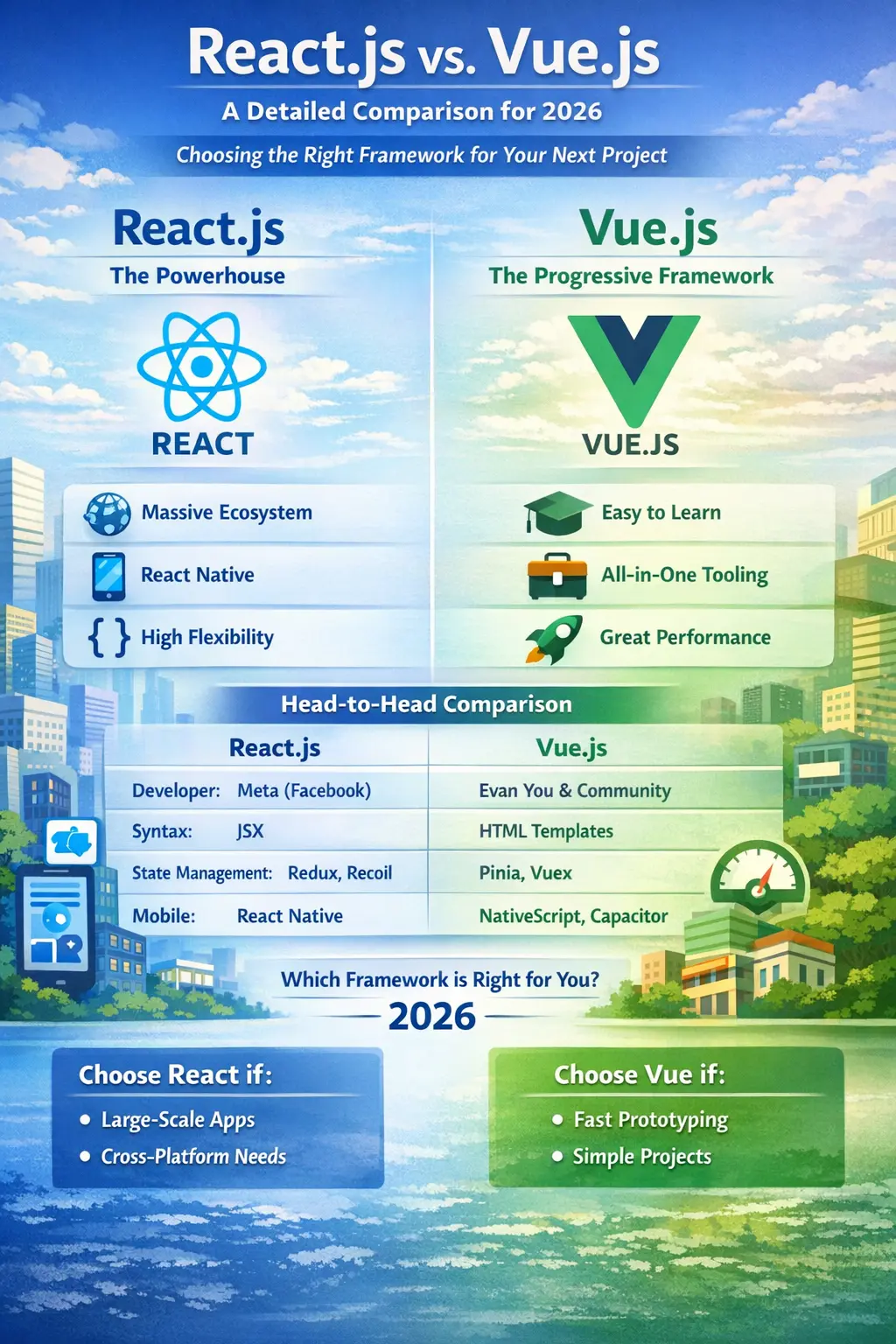 React.js vs Vue.js Comparison